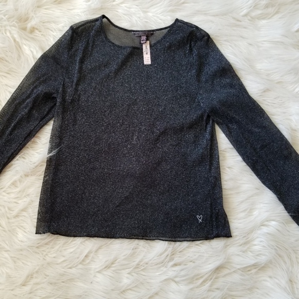 Victoria's secret Sheer black long sleeve nwt‎ Medium